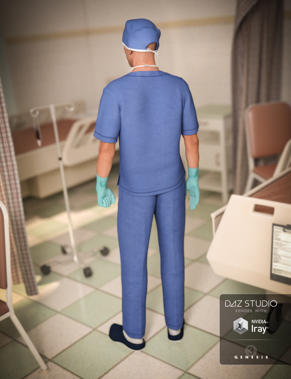 H&C Medical Scrubs Set for Genesis 3 Male(s) by: IH KangSarsa, 3D Models by Daz 3D