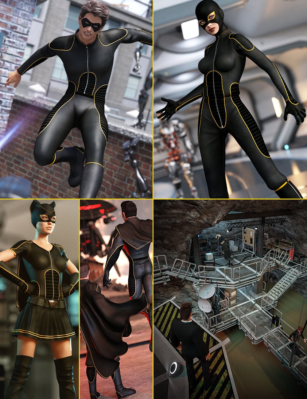 Genesis 3 Superhero Bundle by: , 3D Models by Daz 3D