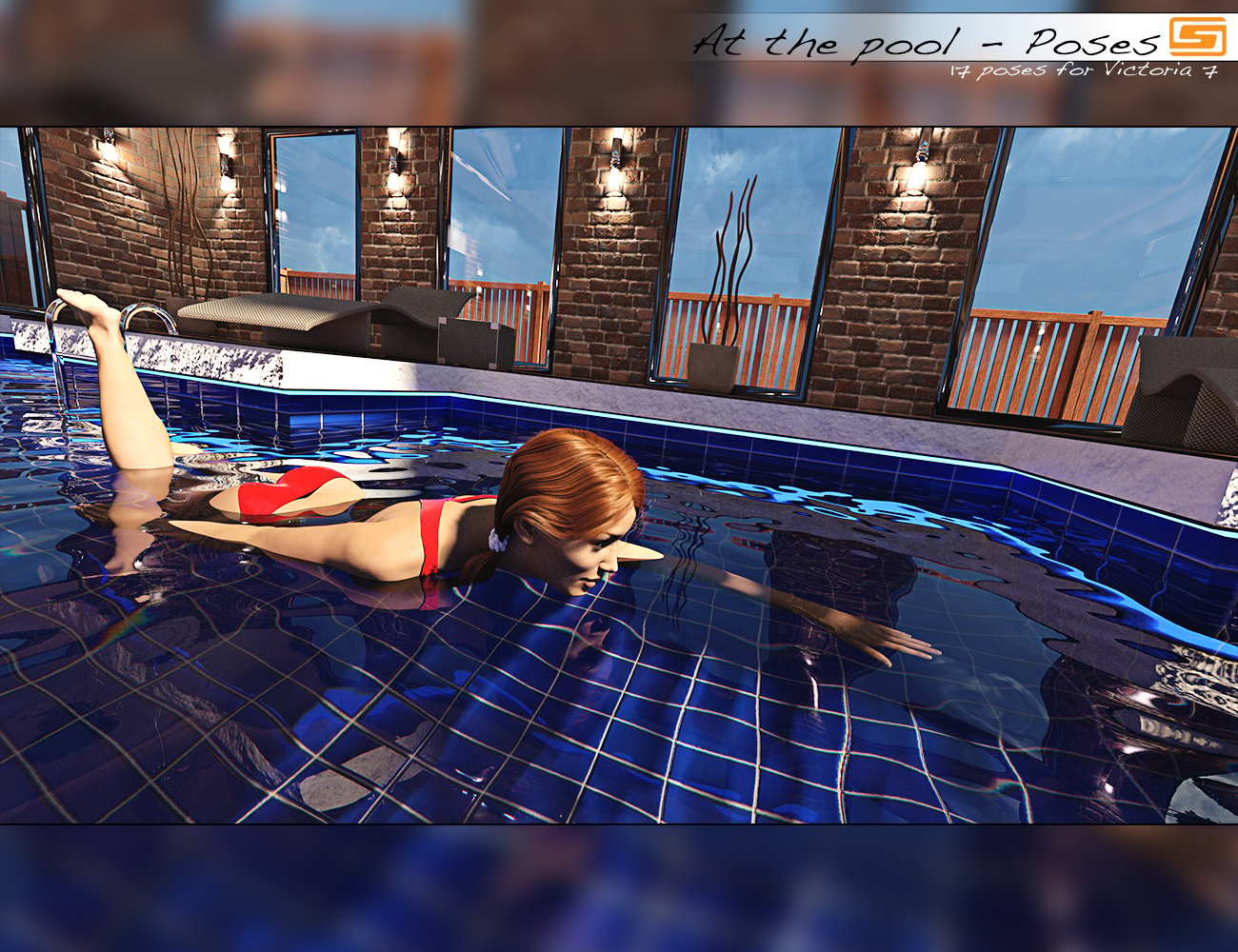 At the Pool - Poses for Victoria 7 by: Sedor, 3D Models by Daz 3D