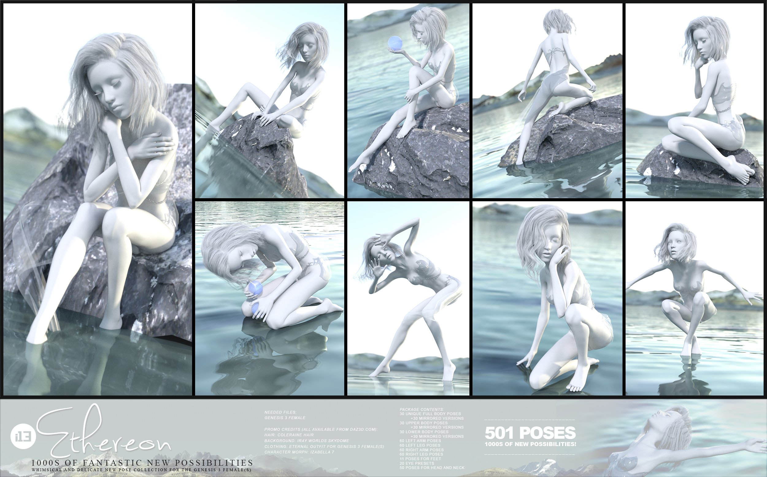 i13 Ethereon Pose Collection for the Genesis 3 Female(s) by: ironman13, 3D Models by Daz 3D
