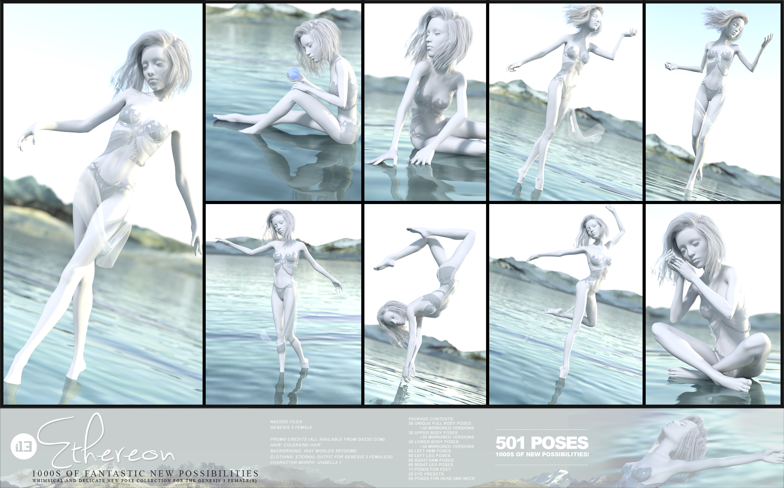 i13 Ethereon Pose Collection for the Genesis 3 Female(s) by: ironman13, 3D Models by Daz 3D
