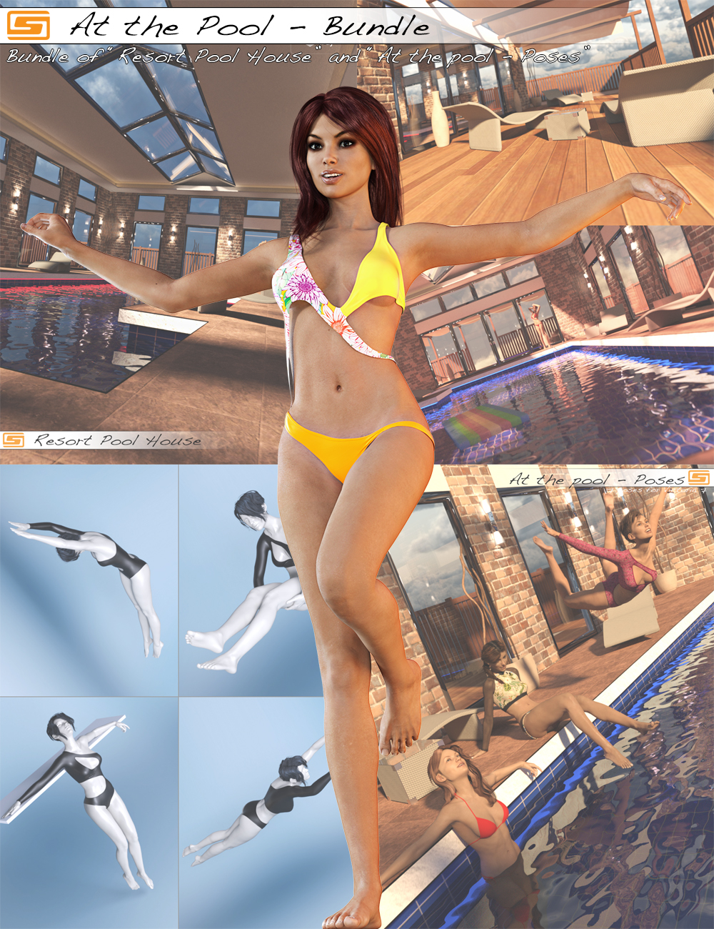At the Pool - Bundle by: Sedor, 3D Models by Daz 3D