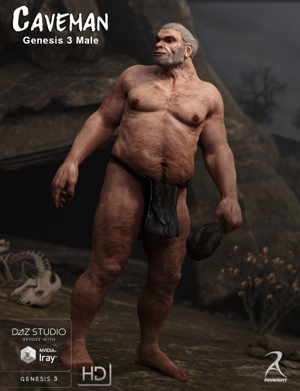 Caveman for Genesis 3 Male by: RawArt, 3D Models by Daz 3D