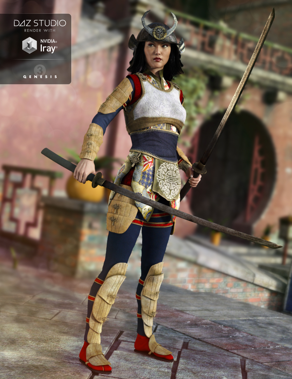 Nitsu Hinshi Samurai Armor for Genesis 3 Female(s) by: Barbara BrundonSarsa, 3D Models by Daz 3D