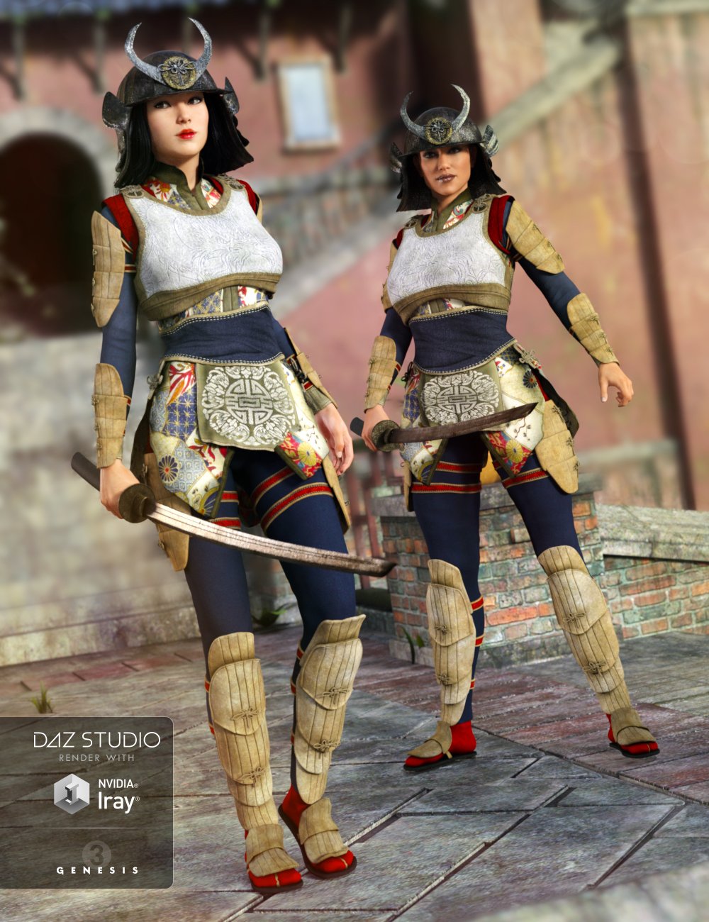 Nitsu Hinshi Samurai Armor for Genesis 3 Female(s) by: Barbara BrundonSarsa, 3D Models by Daz 3D