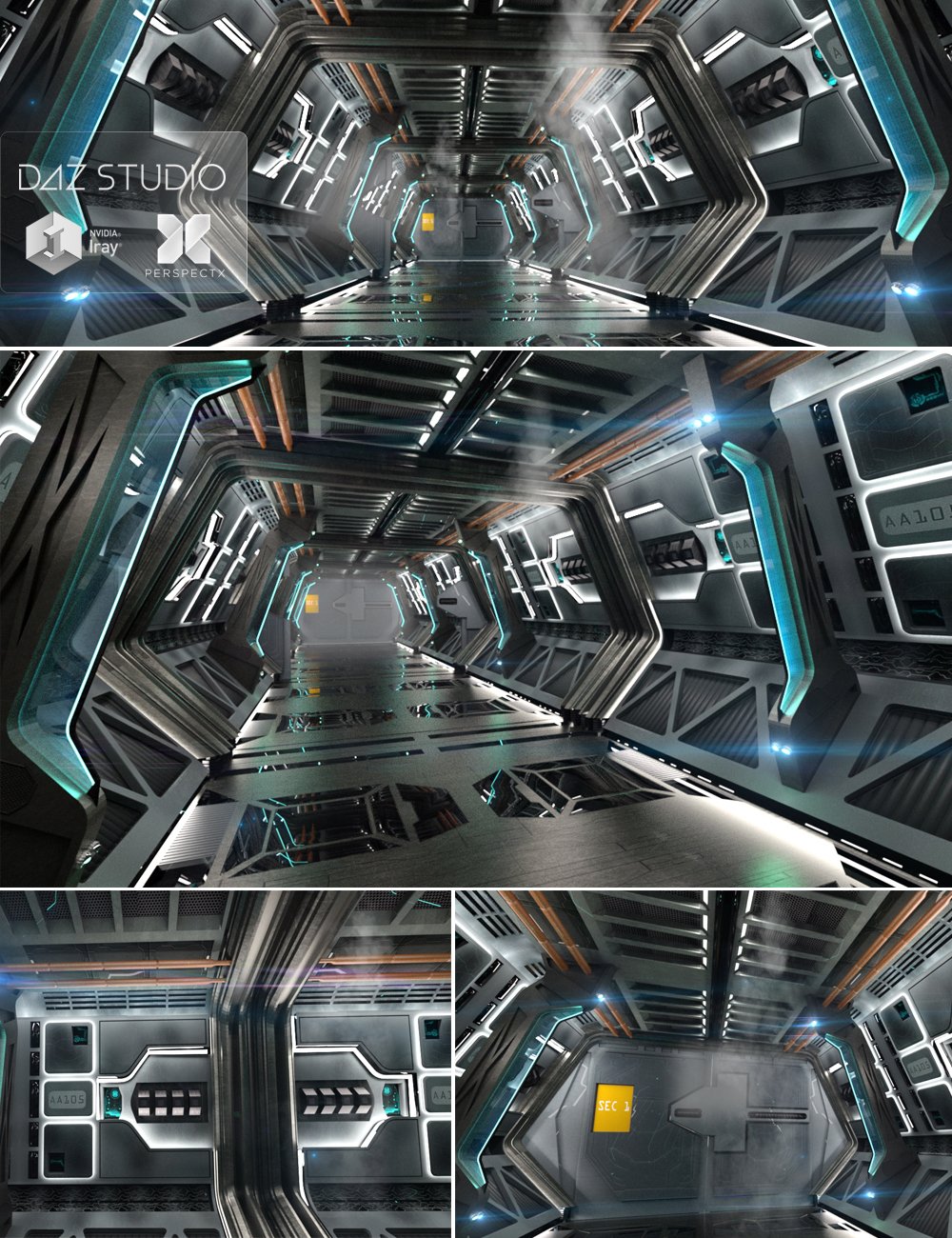 Spaceship Corridor by: PerspectX, 3D Models by Daz 3D