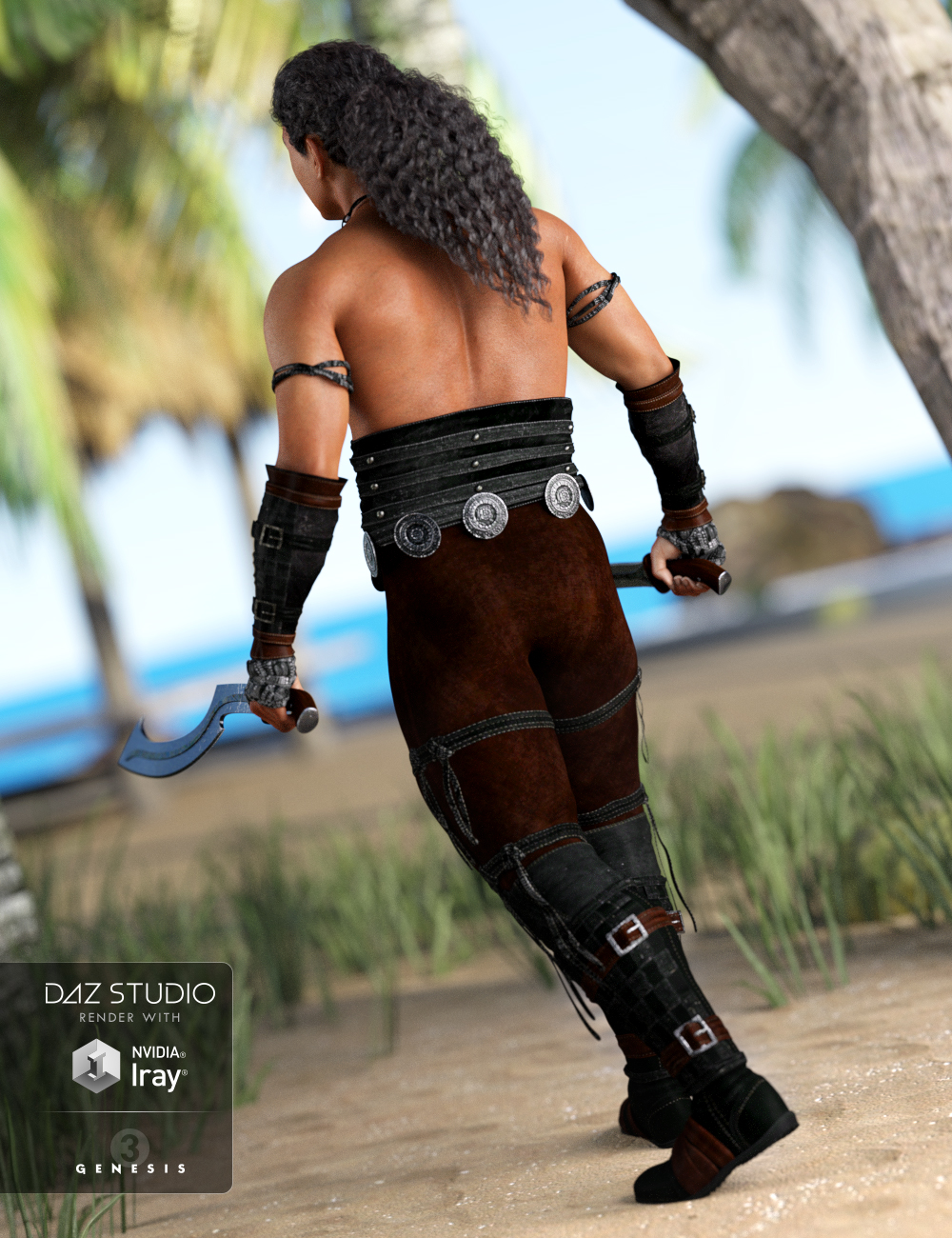 Island Warrior Outfit for Genesis 3 Male(s) by: Anna BenjaminBarbara Brundon, 3D Models by Daz 3D