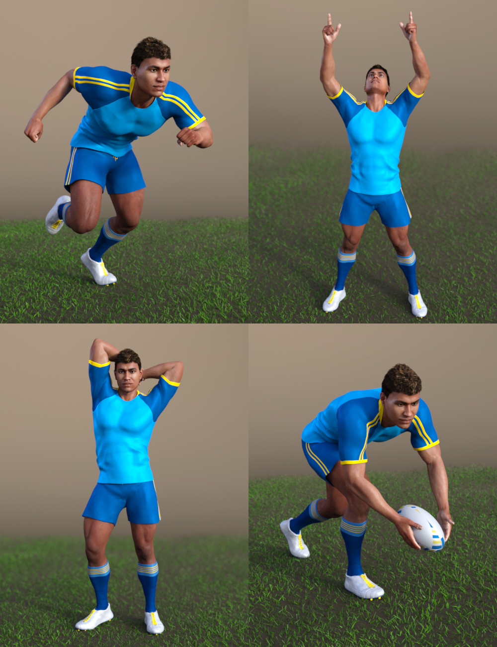 Rugby Champ Poses for Genesis 3 Male(s) by: Val3dart, 3D Models by Daz 3D