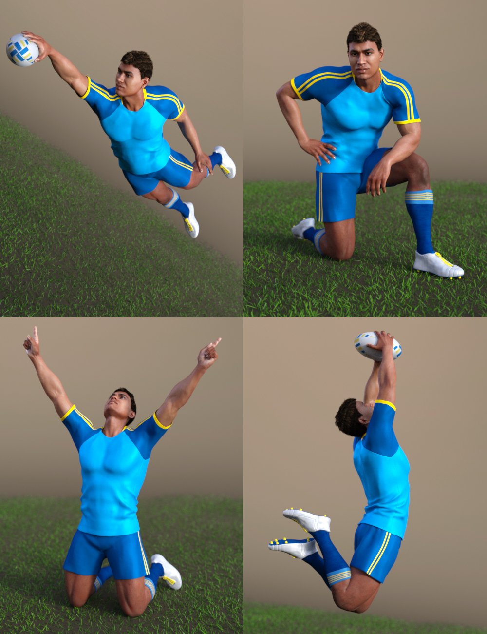 Rugby Champ Poses for Genesis 3 Male(s) by: Val3dart, 3D Models by Daz 3D