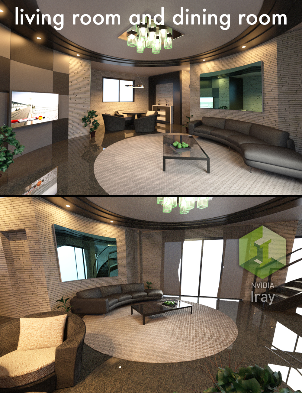 Tesla Living Room and Dining Room by: Tesla3dCorp, 3D Models by Daz 3D