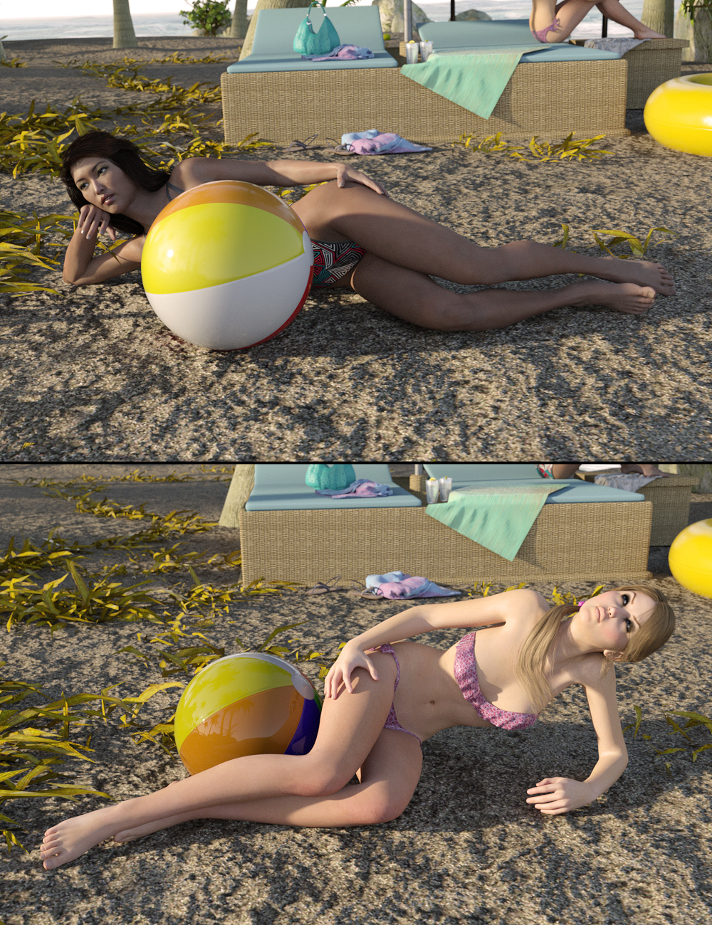 Beach Beauties Poses Beach Beauties Poses by: FeralFey, 3D Models by Daz 3D