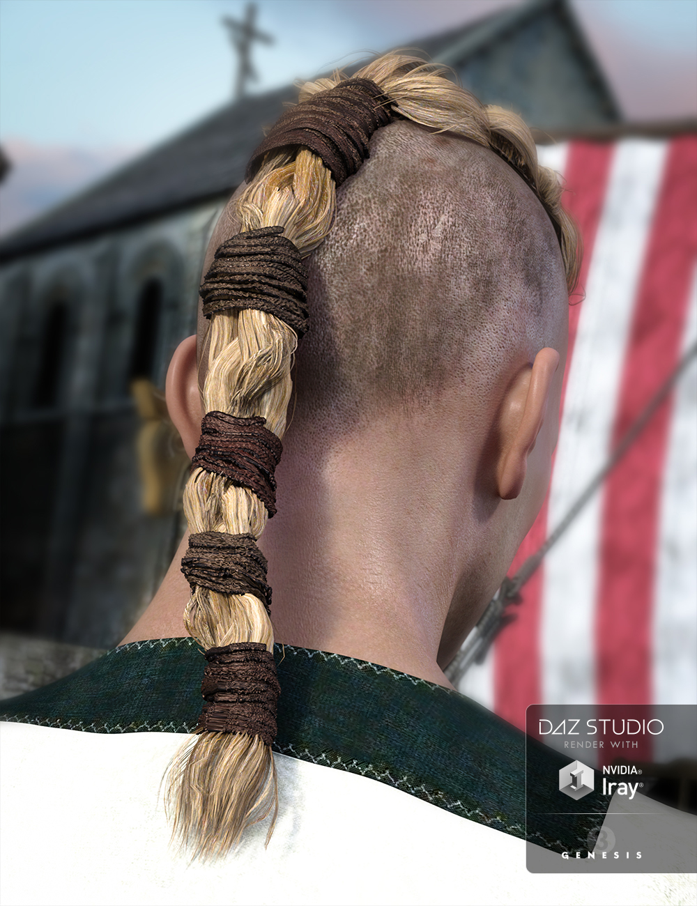 Viking Hair for Genesis 3 Male(s) by: goldtassel, 3D Models by Daz 3D