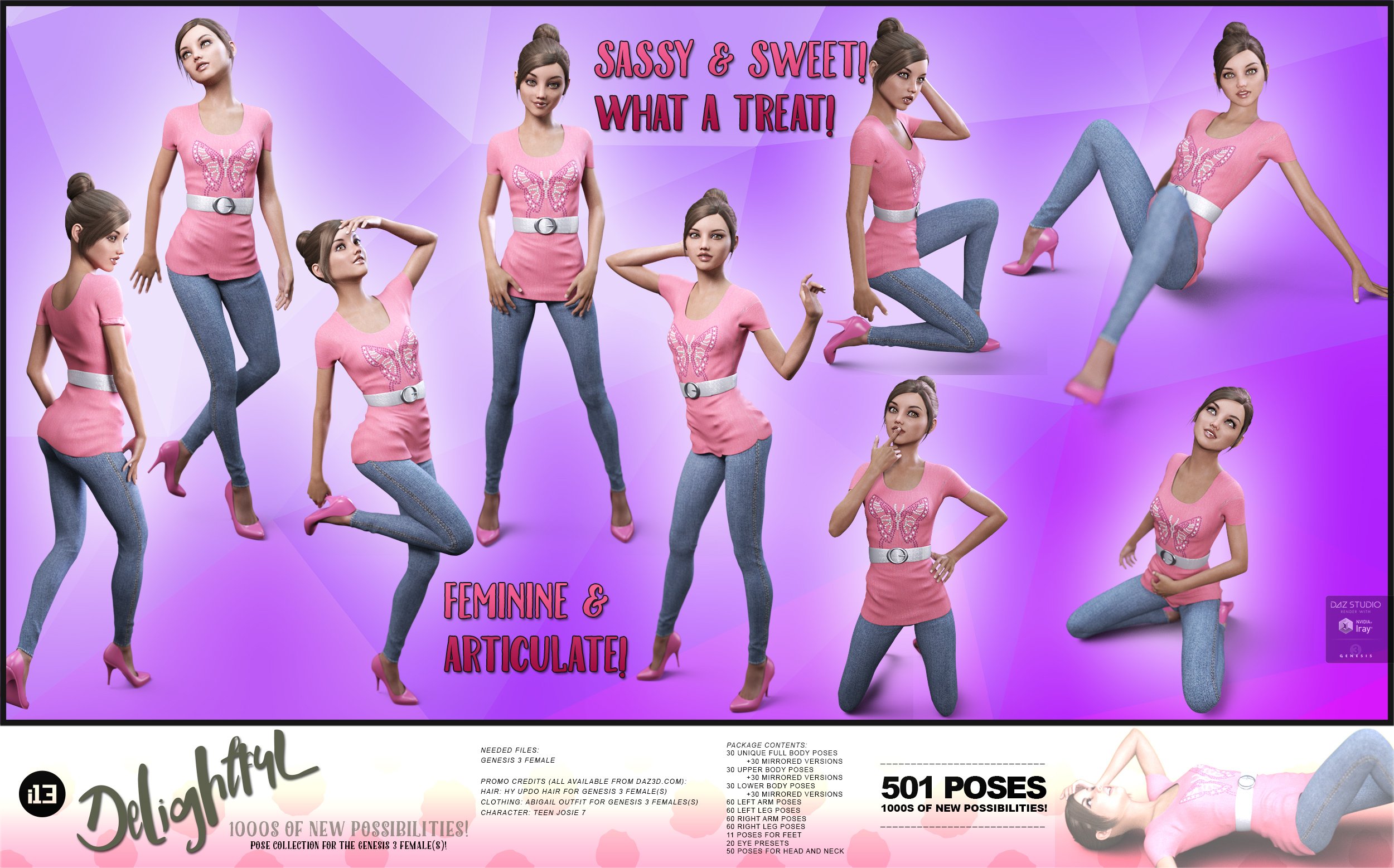 i13 Delightful Pose Collection for the Genesis 3 Female(s) i13 Delightful Pose Collection for the Genesis 3 Female(s) by: ironman13, 3D Models by Daz 3D