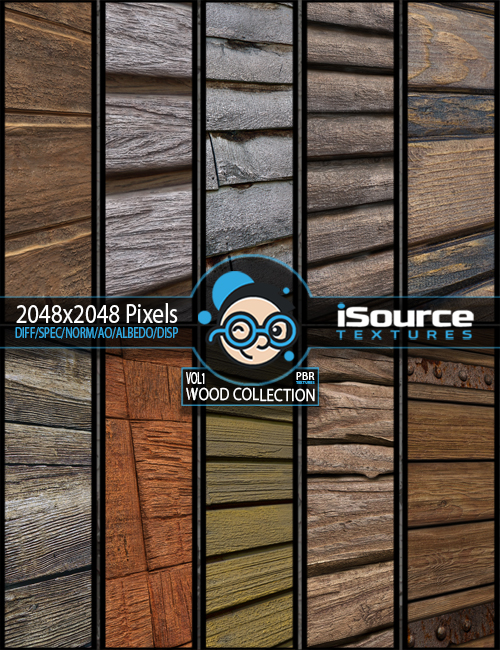 Wood Collection Merchant Resource - Vol1 (PBR Textures) by: iSourceTextures, 3D Models by Daz 3D