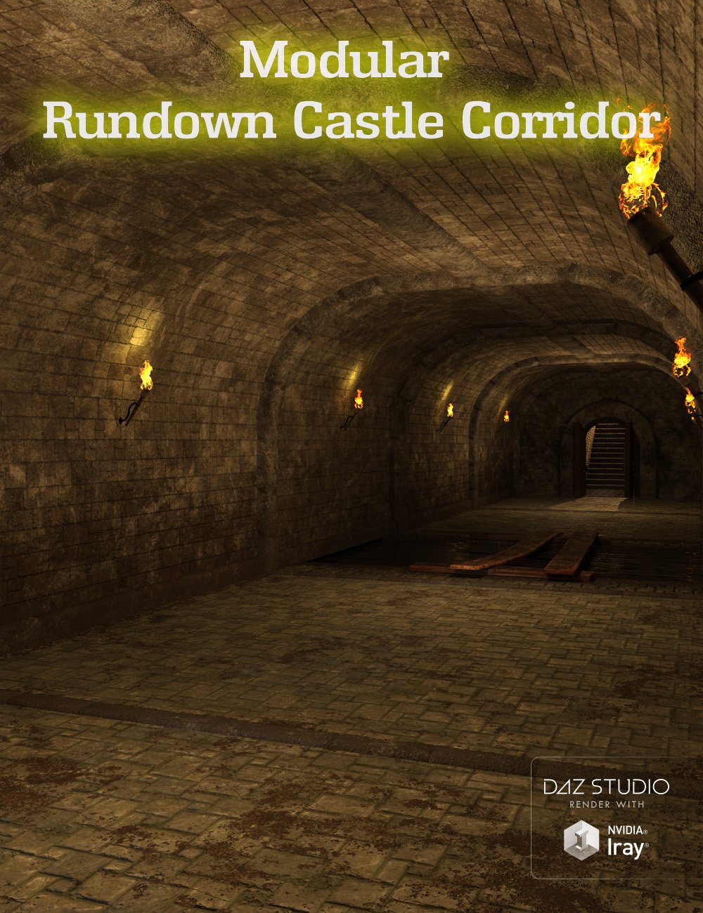 Modular Rundown Castle Corridor by: Code 66, 3D Models by Daz 3D