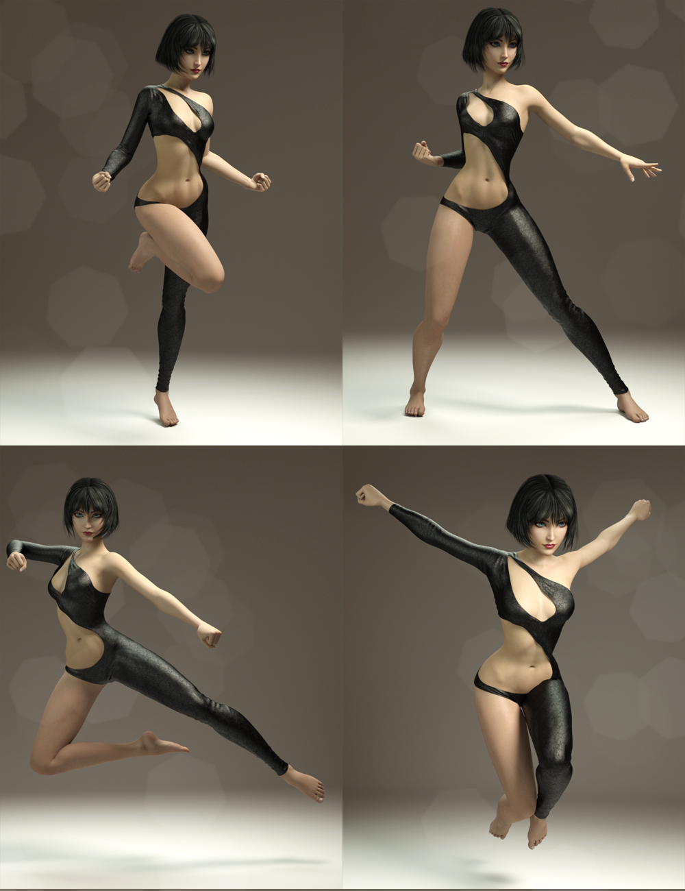 Fight Like a Girl Poses for Aiko 7 by: Val3dart, 3D Models by Daz 3D
