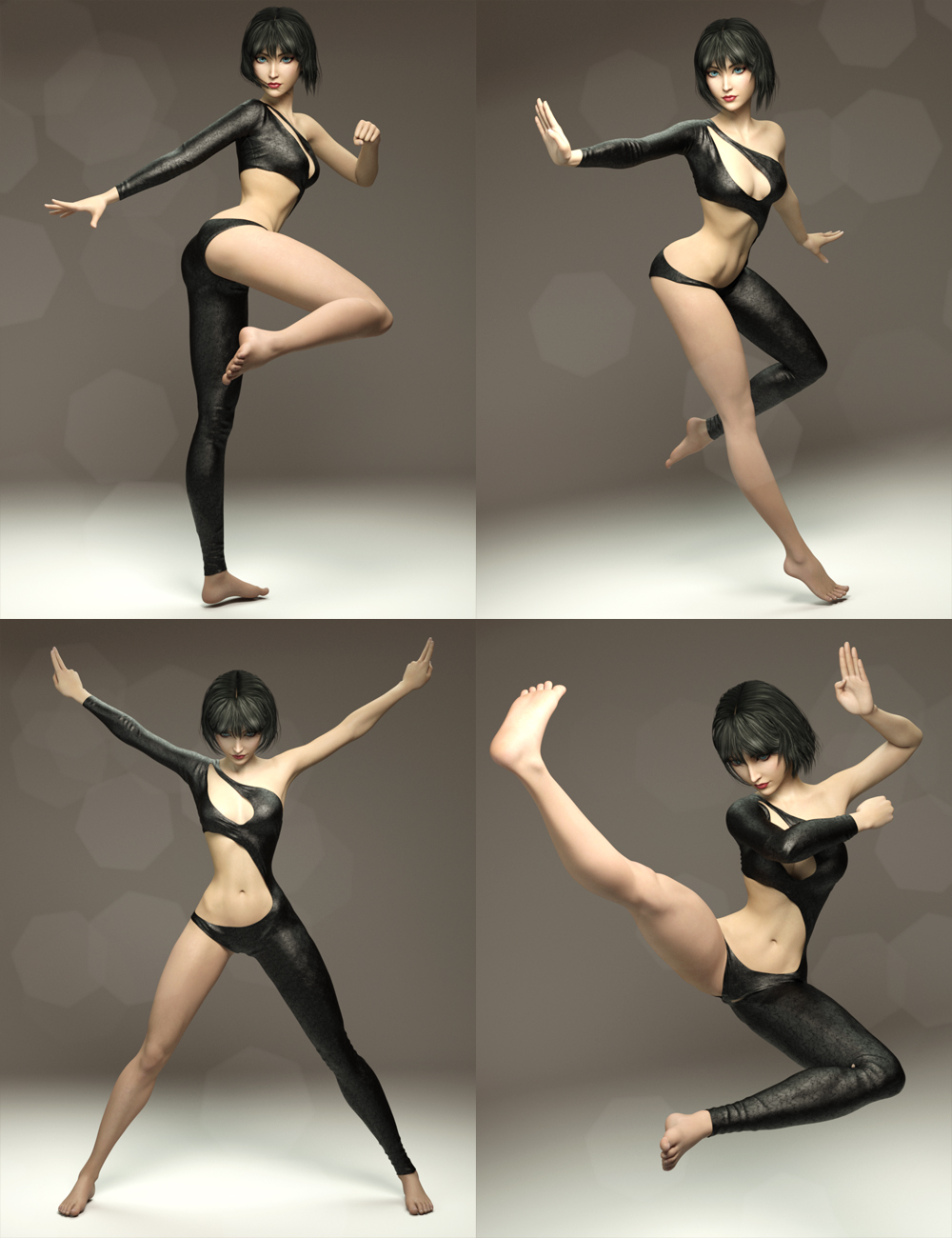 Fight Like a Girl Poses for Aiko 7 by: Val3dart, 3D Models by Daz 3D