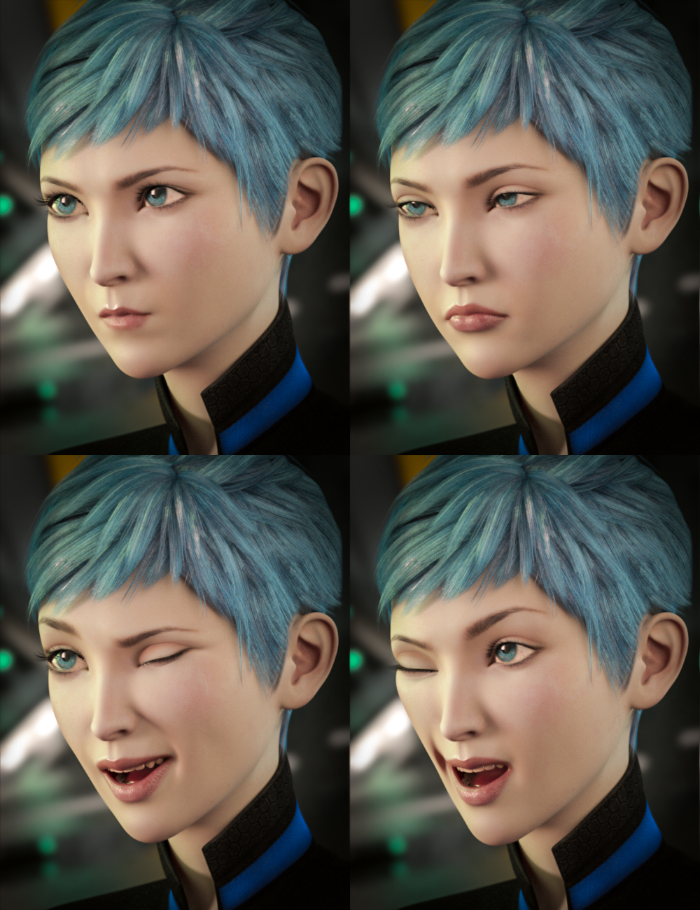 Expressions for Aiko 7 and Genesis 3 Female(s) by: Diane, 3D Models by Daz 3D