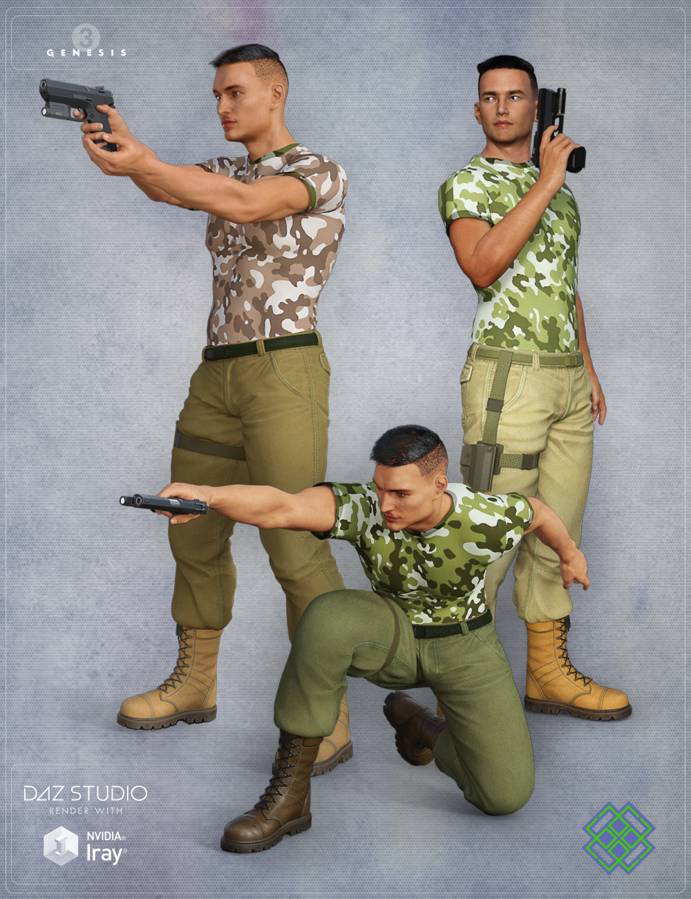 Tactical Gun Poses for Genesis 3 Male(s) by: Velemudr, 3D Models by Daz 3D