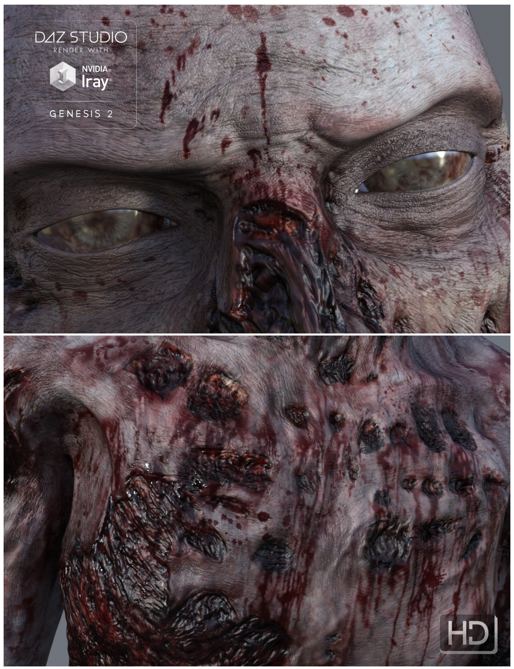 Ultimate Zombie HD for Genesis 2 Male by: Groovy Patrol, 3D Models by Daz 3D