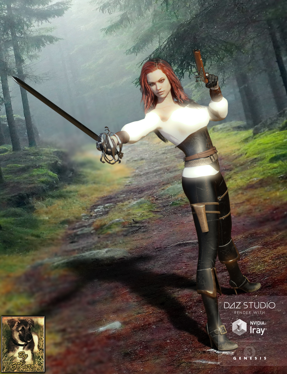 Witch Hunter's Silver & Fire Weapons by: ZKuro, 3D Models by Daz 3D
