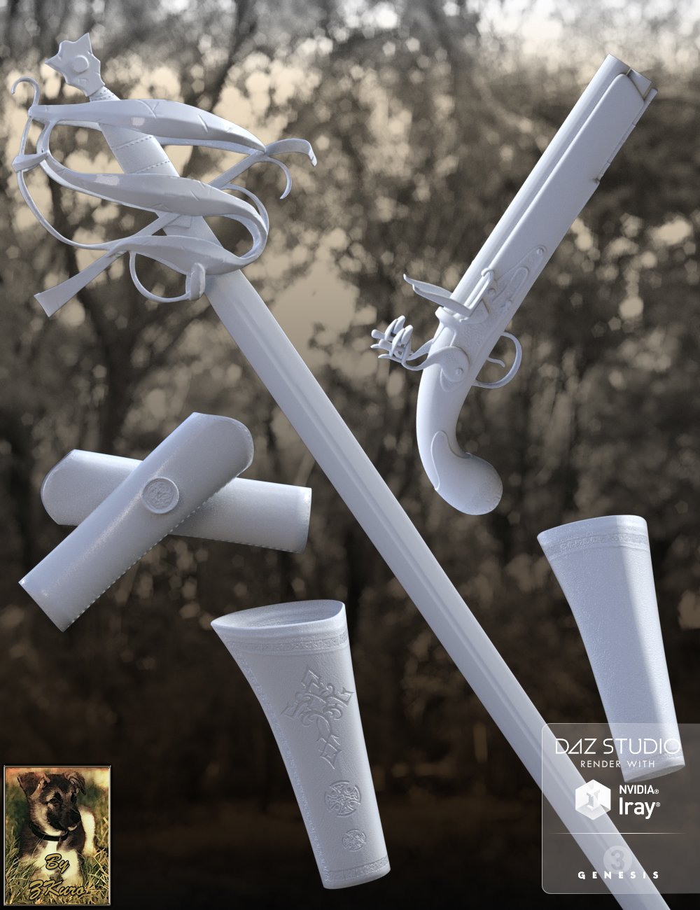 Witch Hunter's Silver & Fire Weapons Witch Hunter's Silver & Fire Weapons by: ZKuro, 3D Models by Daz 3D