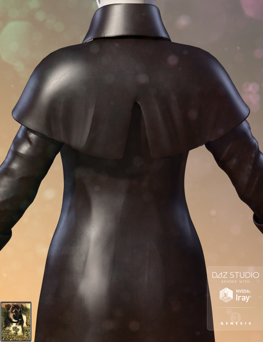 Long Leather Coat and Hat for Genesis 3 Female(s) by: ZKuro, 3D Models by Daz 3D
