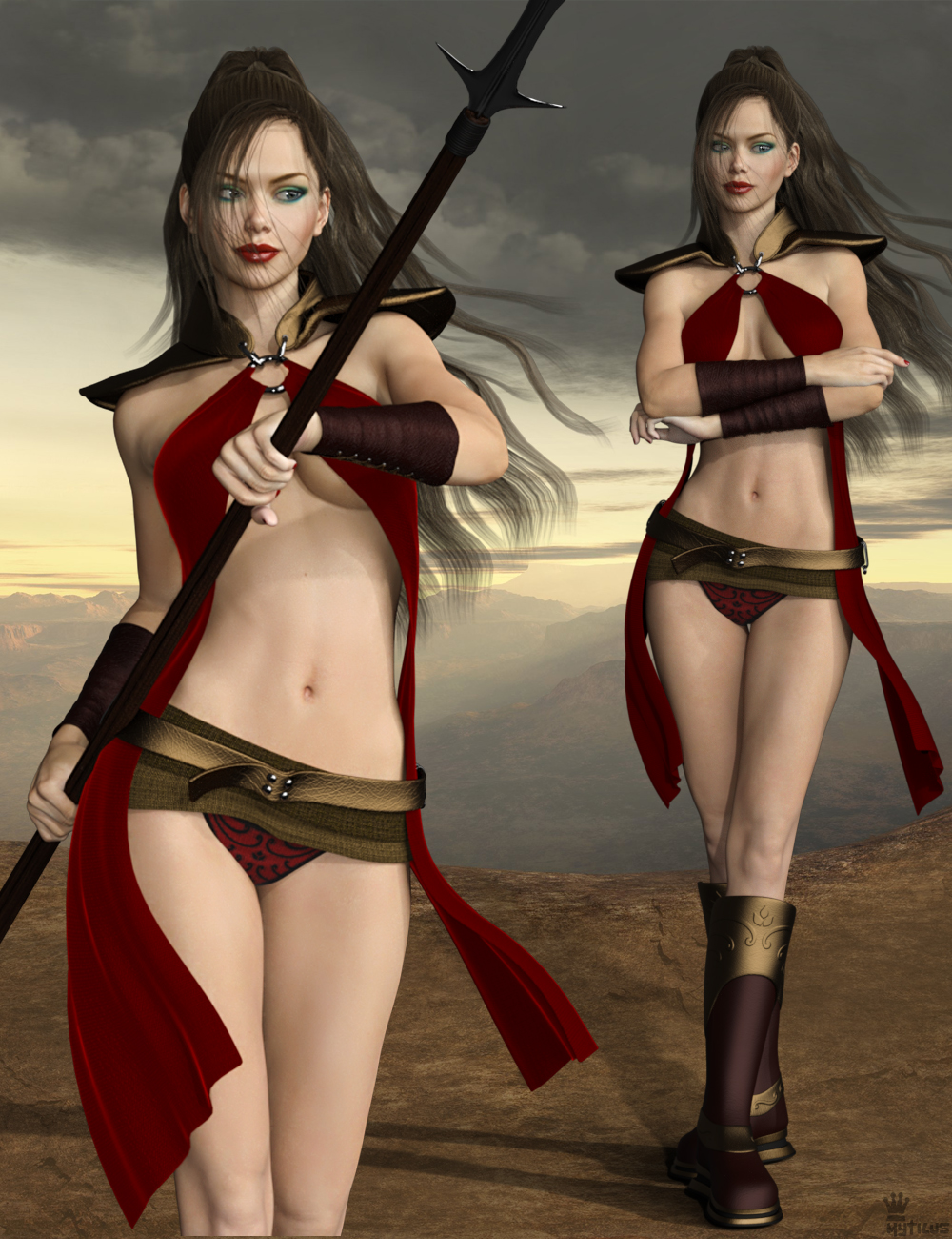 Hot Spear Outfit for Genesis 3 Female(s) by: Mytilus, 3D Models by Daz 3D