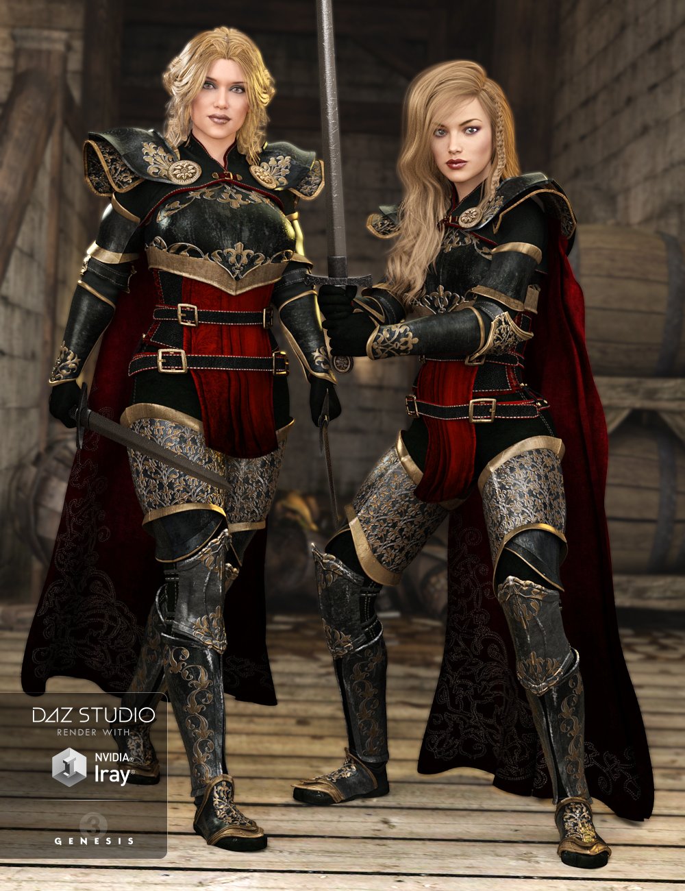 Chevaleresse Armor for Genesis 3 Female(s) by: Anna BenjaminBarbara Brundon, 3D Models by Daz 3D