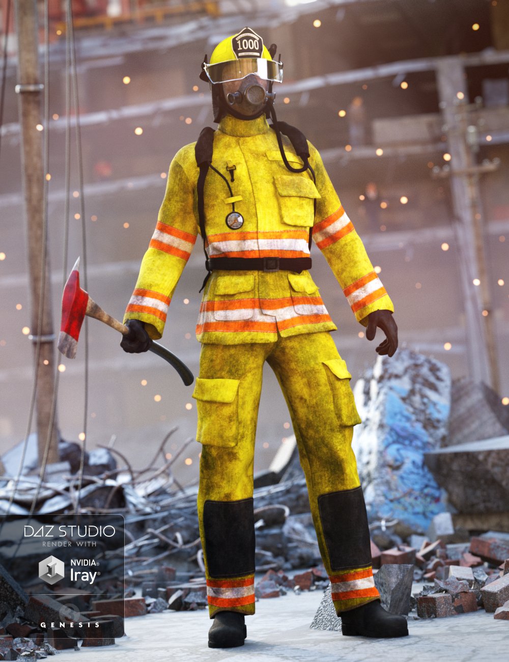 Firefighter Uniform for Genesis 3 Male(s) and Genesis 2 Male(s)