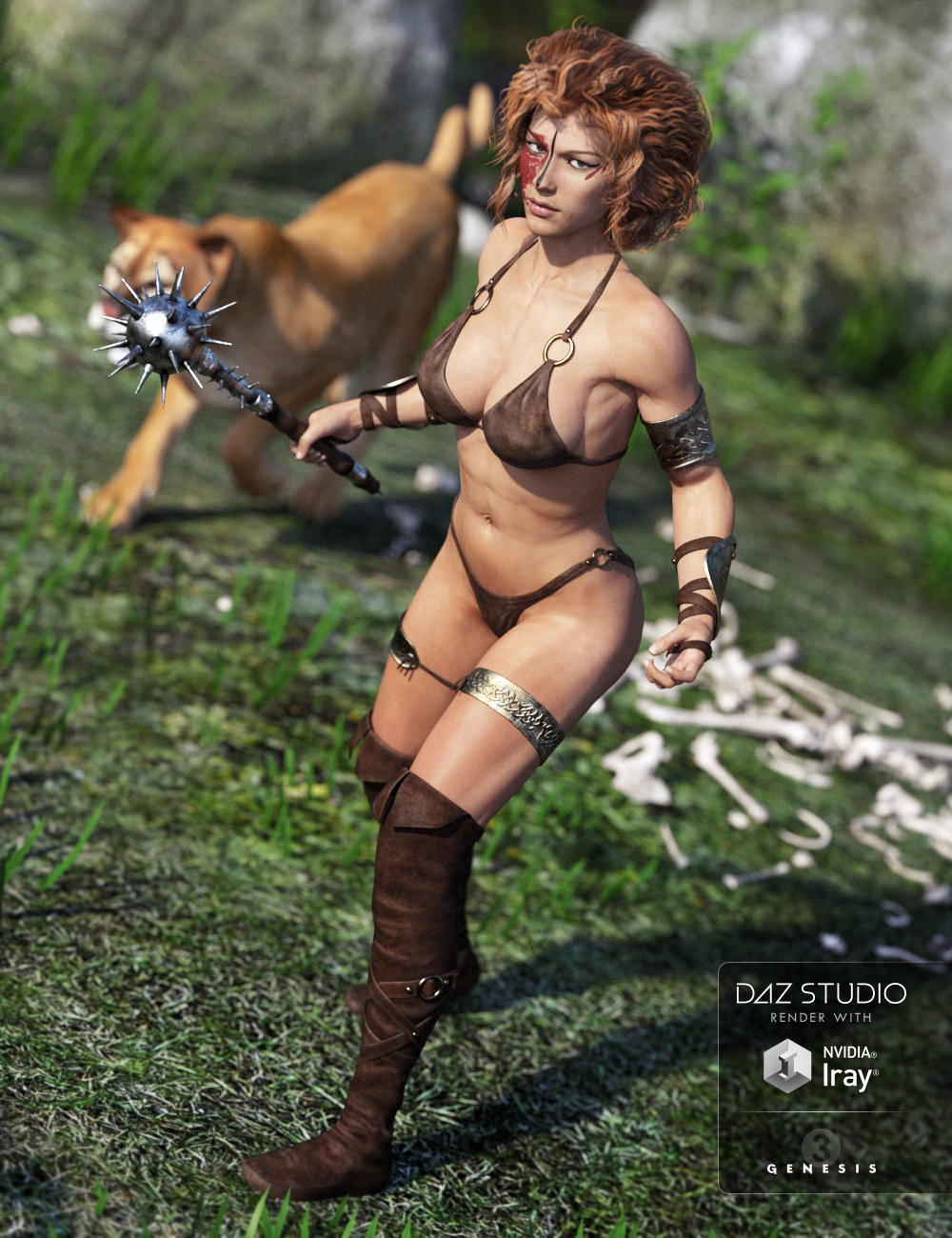 Fantasy Barbarian Outfit for Genesis 3 Female(s) by: , 3D Models by Daz 3D