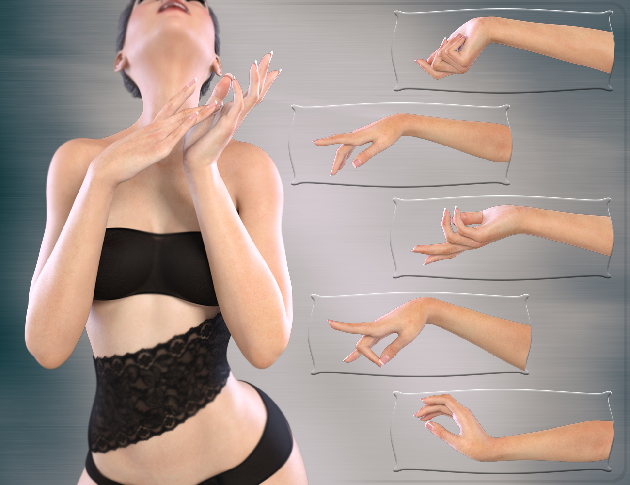 Z Intricate Hands for Genesis 3 Female(s) by: Zeddicuss, 3D Models by Daz 3D