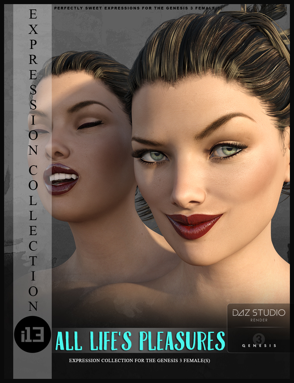 i13 All Life's Pleasures Expressions for the Genesis 3 Female(s) by: ironman13, 3D Models by Daz 3D