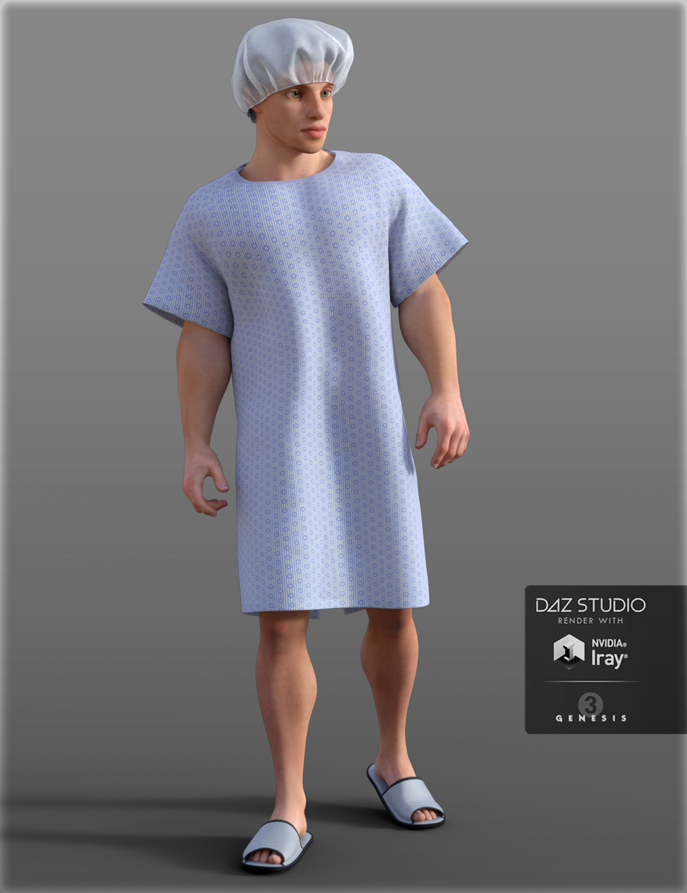 H&C Patient Gowns Set for Genesis 3 Male(s) by: IH Kang, 3D Models by Daz 3D
