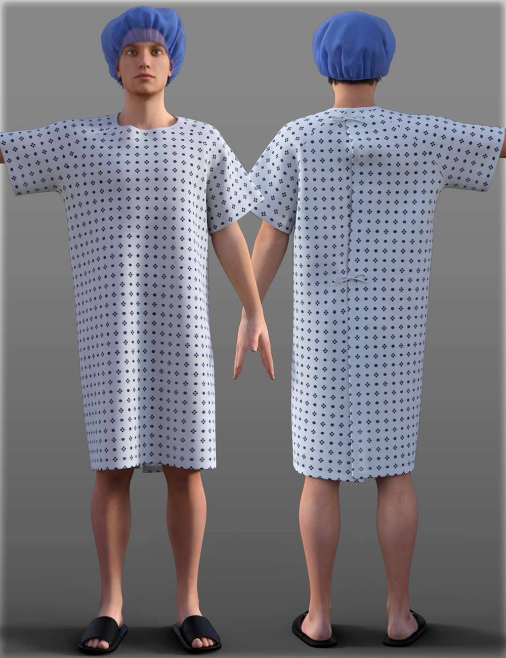 H&C Patient Gowns Set for Genesis 3 Male(s) by: IH Kang, 3D Models by Daz 3D