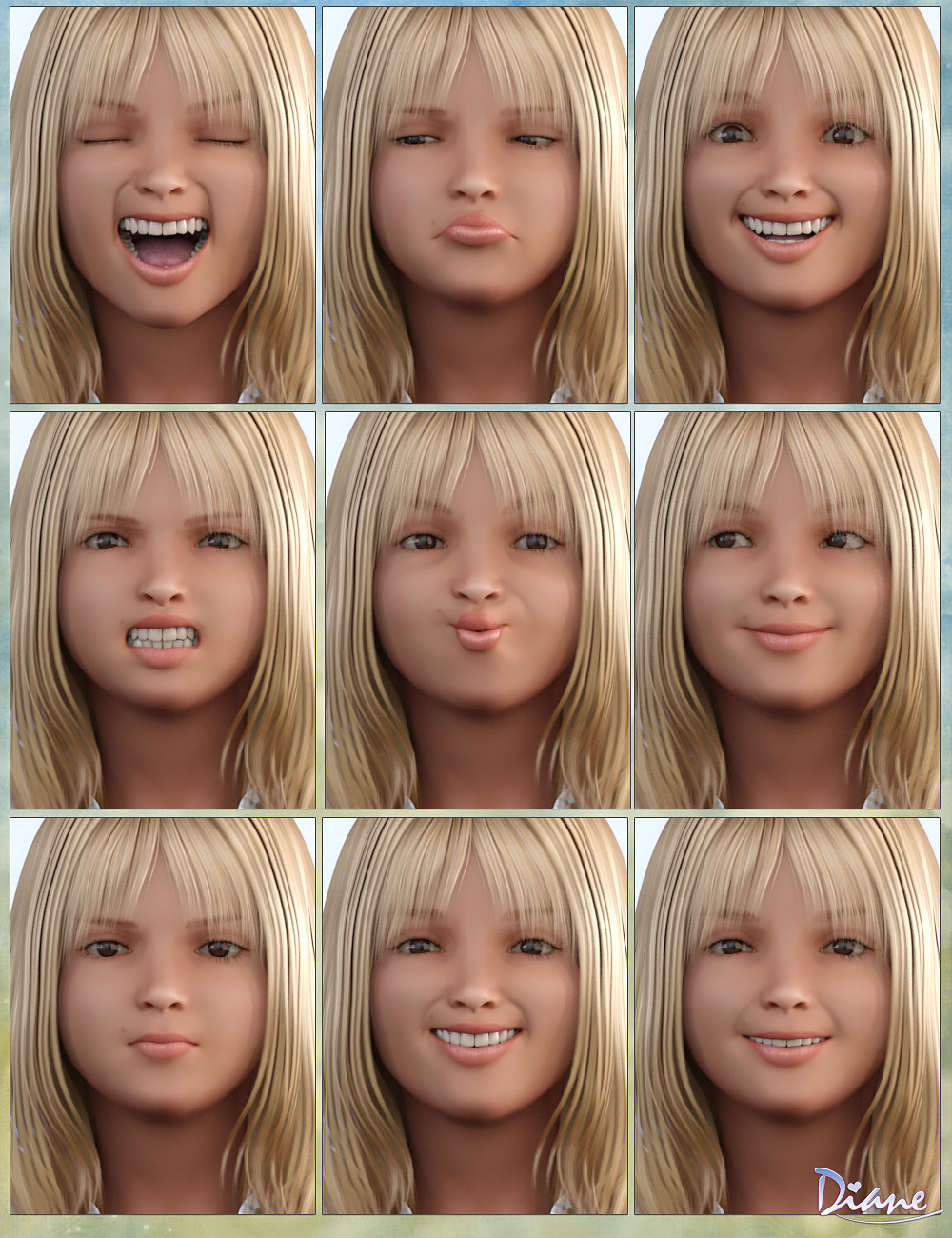 Expressions for Haley and Genesis 3 Female by: Diane, 3D Models by Daz 3D