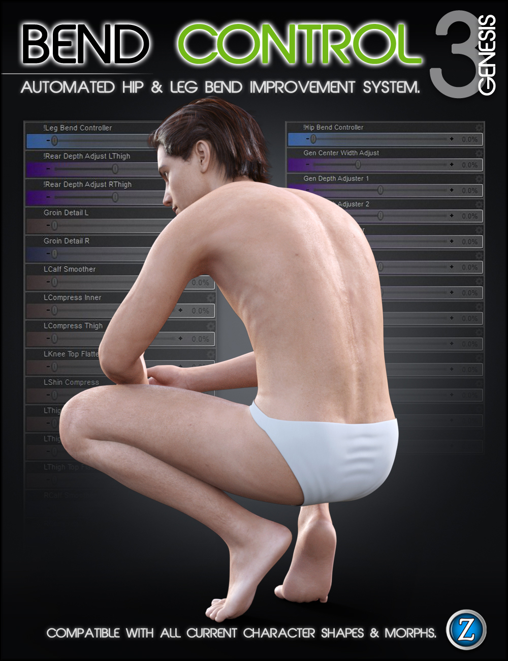 Bend Control for Genesis 3 Male(s) by: Zev0, 3D Models by Daz 3D