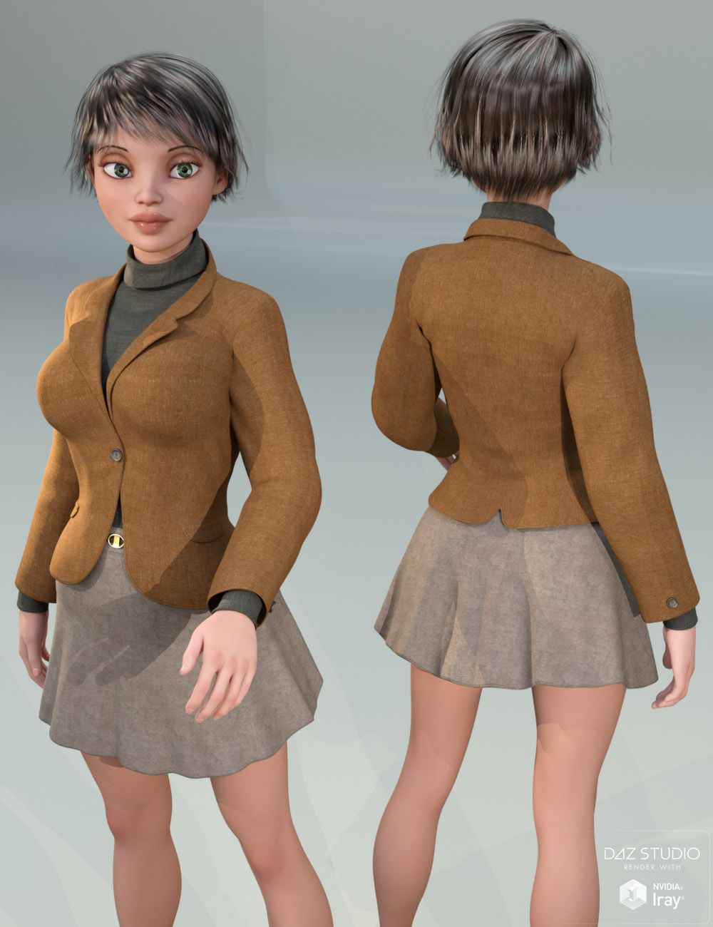 Blazer and Flare Skirt for Genesis 3 Female(s) by: tentman, 3D Models by Daz 3D