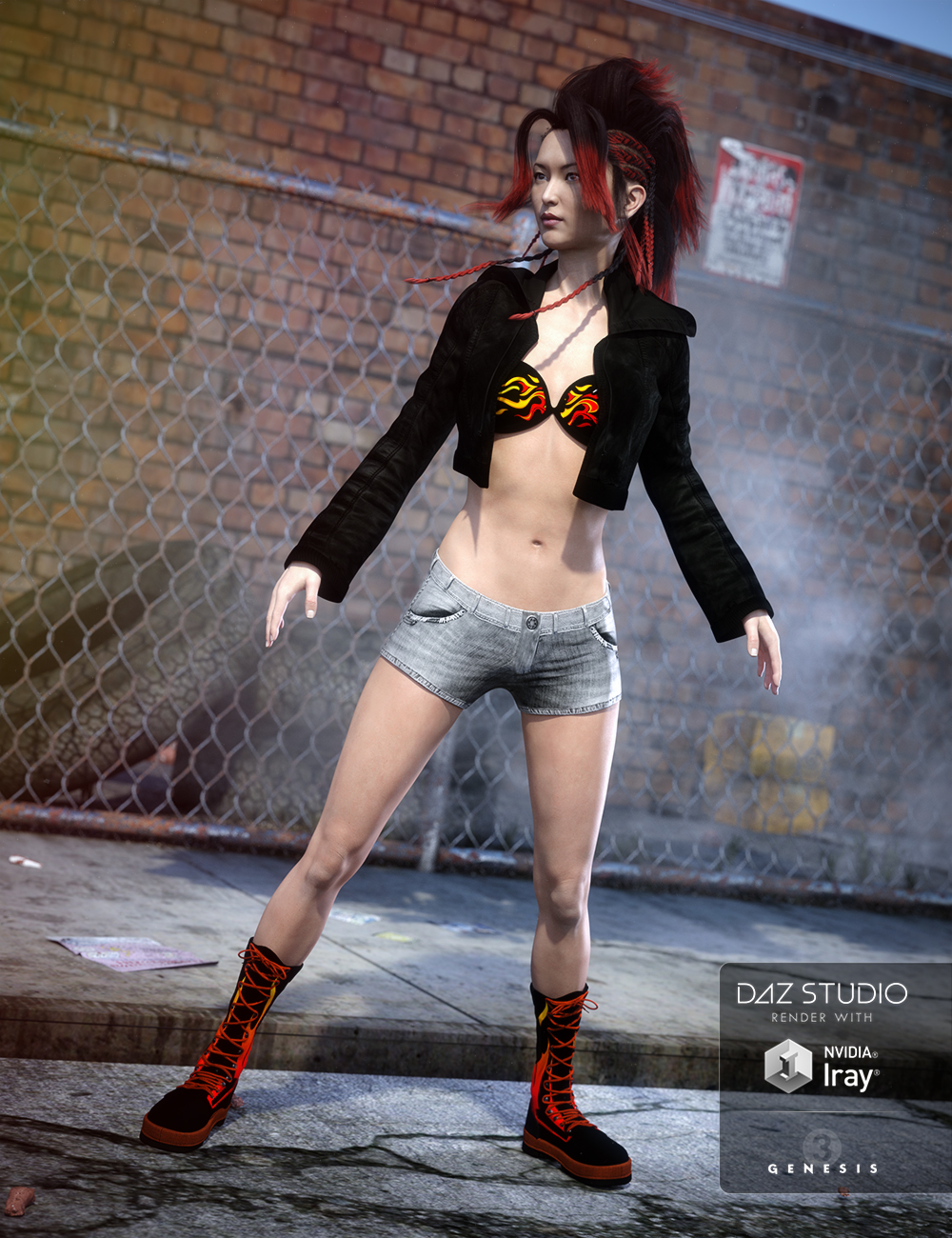 Urban Edgy Outfit for Genesis 3 Female(s) by: Shox-Design, 3D Models by Daz 3D