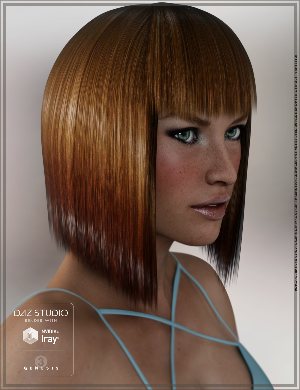 Adriana Hair for Genesis 2 and 3 Female(s) and Victoria 4 by: ~Wolfie~, 3D Models by Daz 3D
