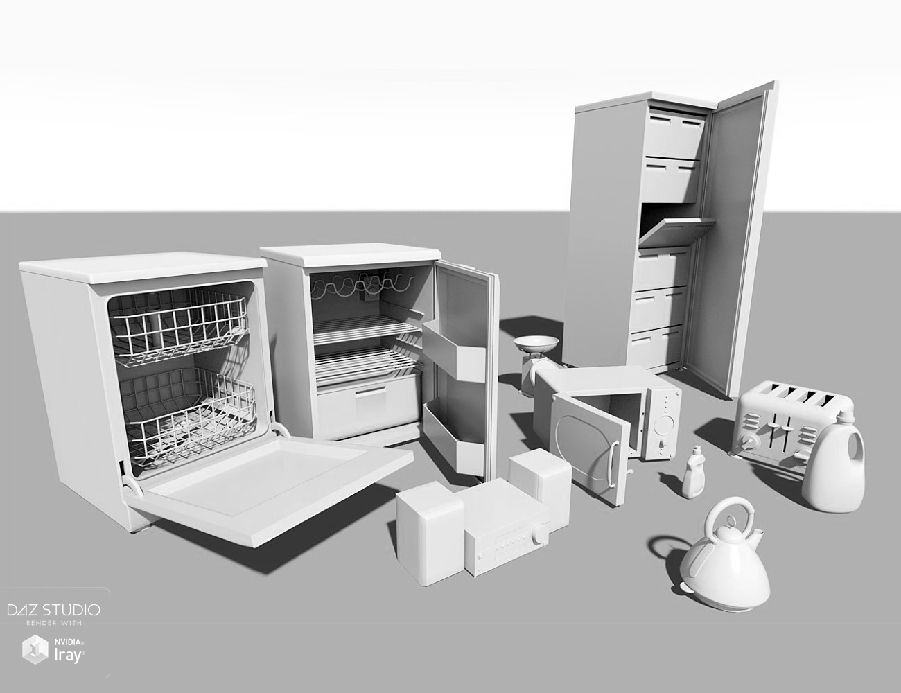 Northern Terrace Kitchen White Goods by: David BrinnenForbiddenWhispers, 3D Models by Daz 3D