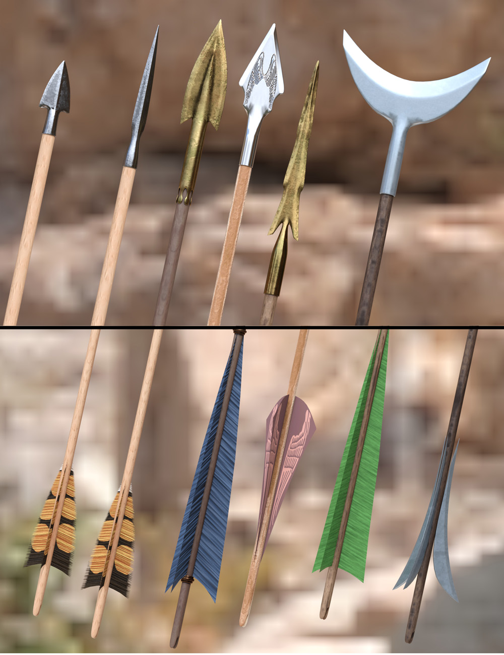 Fantasy Bows and Arrows by: Valandar, 3D Models by Daz 3D