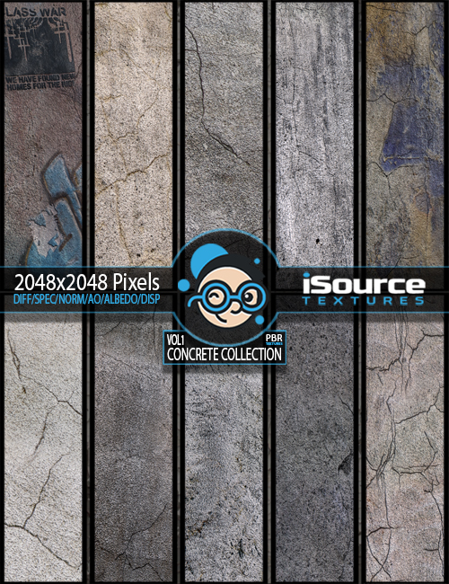 Concrete Collection Merchant Resource - Vol1 (PBR Textures) by: iSourceTextures, 3D Models by Daz 3D