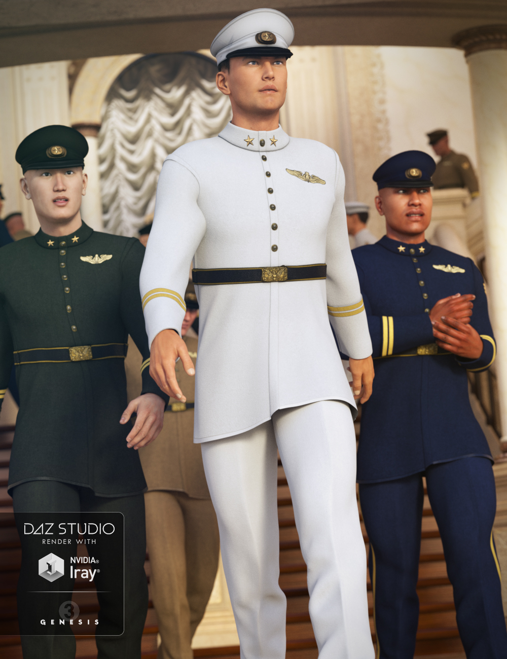 00 daz3d military dress uniform for genesis 3 male s and genesis 2 male s 1