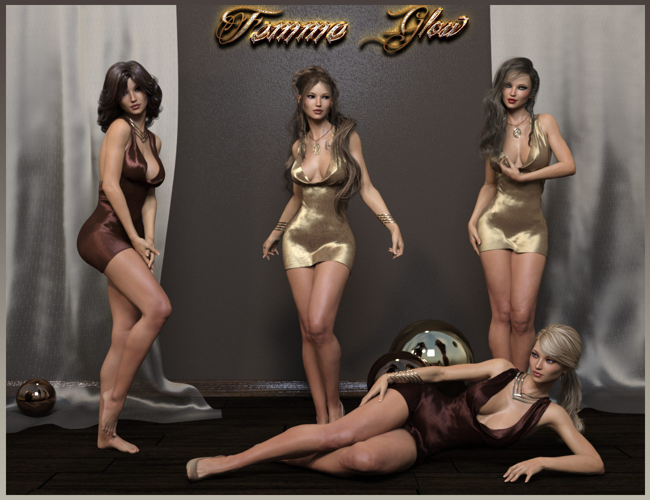 Femme Glow Poses by: ilona, 3D Models by Daz 3D