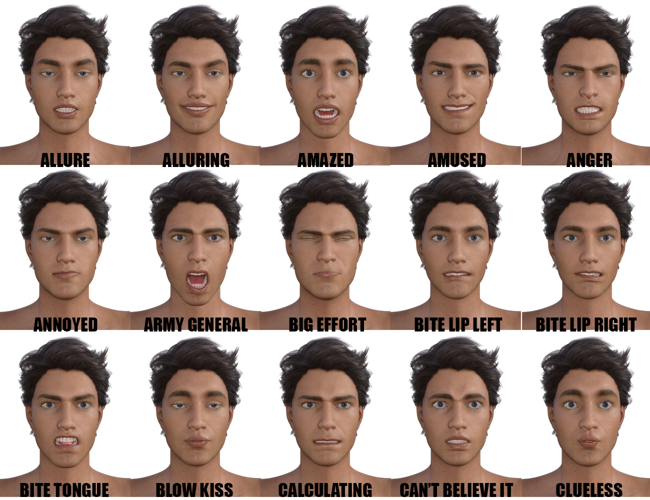 Genesis 3 Male(s) Expressions & Face aniBlocks