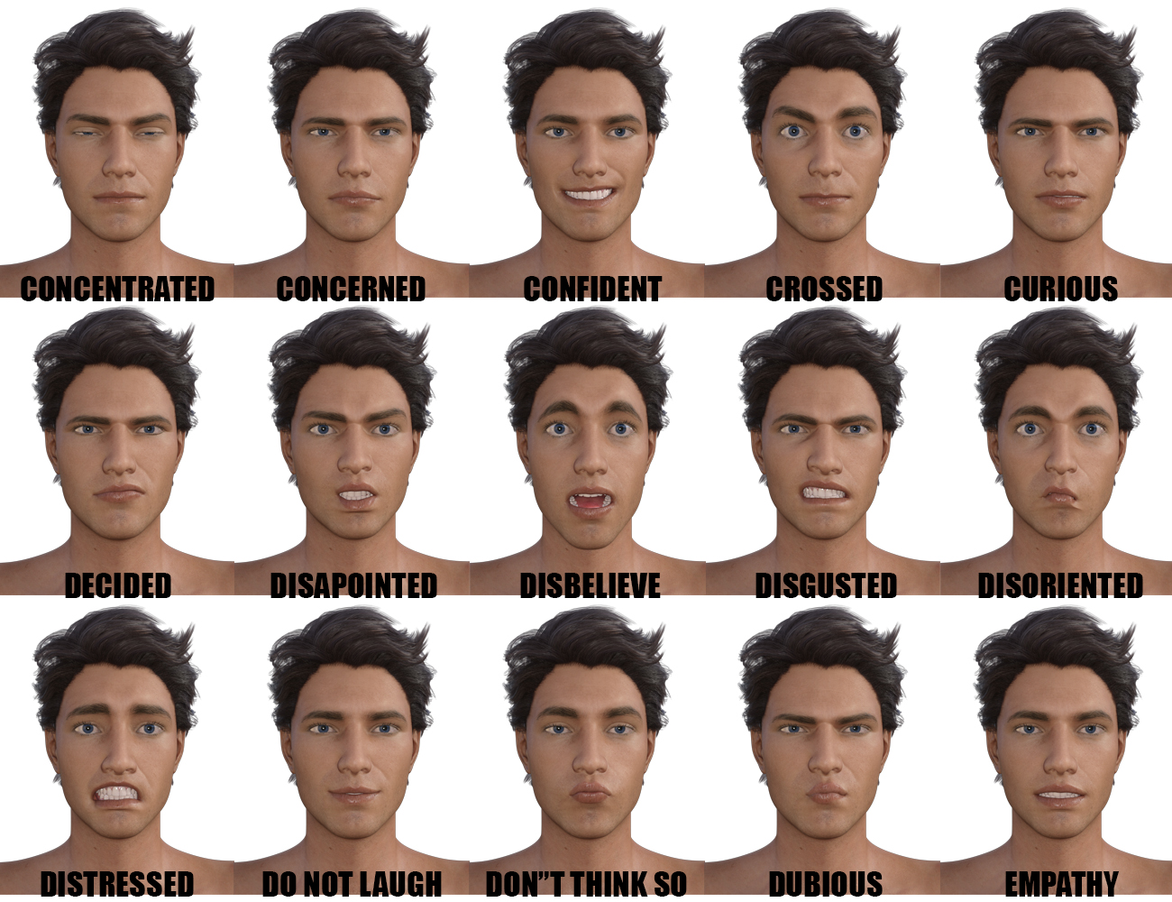 Genesis 3 Male(s) Expressions & Face aniBlocks by: SimonWM, 3D Models by Daz 3D