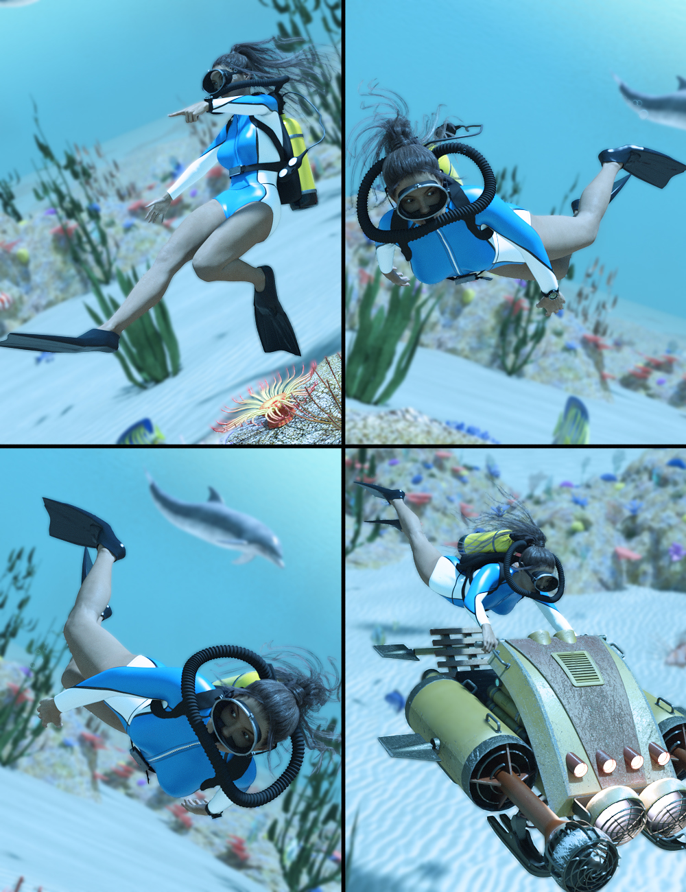 Underwater Explorer Poses Underwater Explorer Poses by: FeralFey, 3D Models by Daz 3D