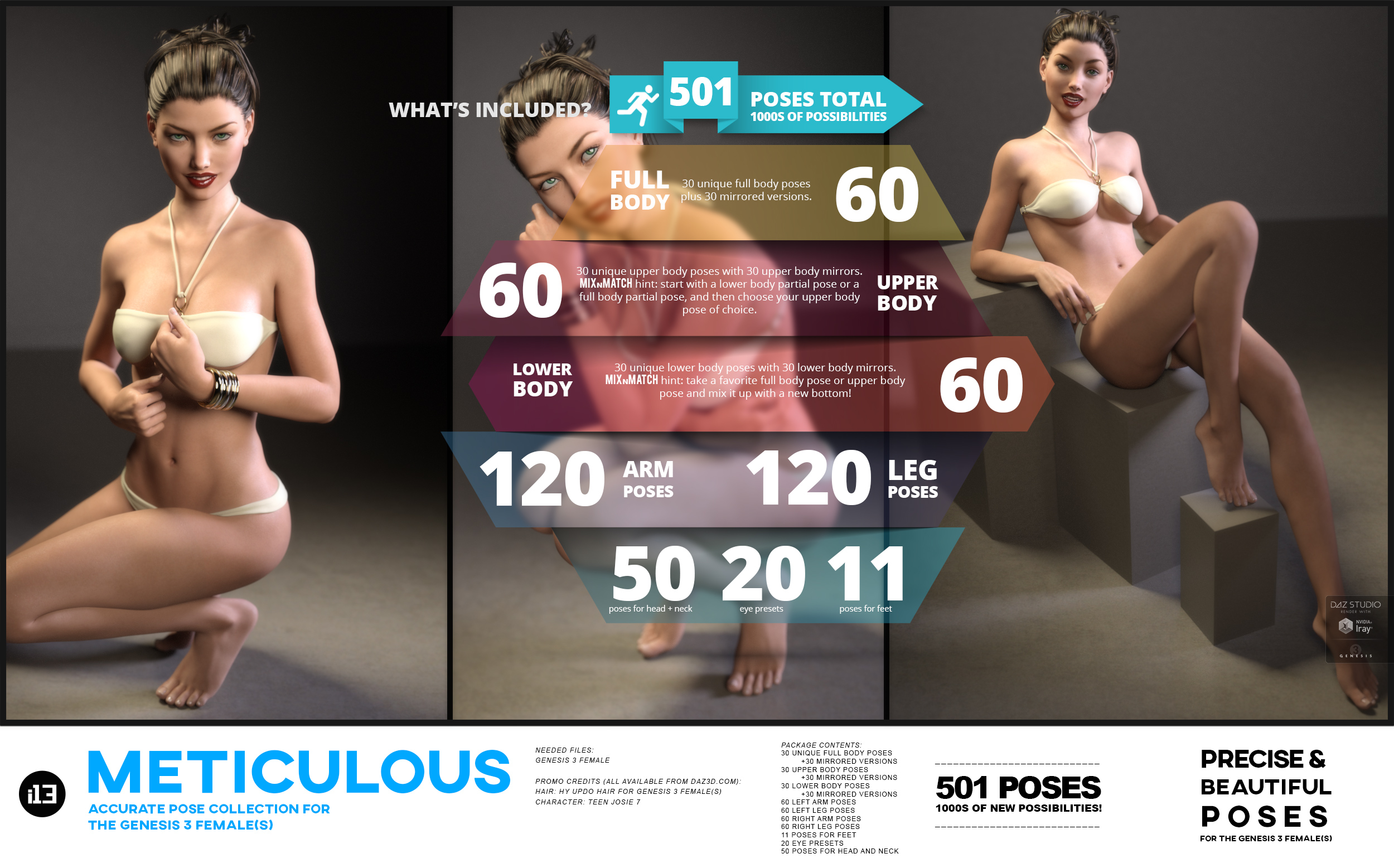 i13 Meticulous Pose Collection for the Genesis 3 Female(s) i13 Meticulous Pose Collection for the Genesis 3 Female(s) by: ironman13, 3D Models by Daz 3D