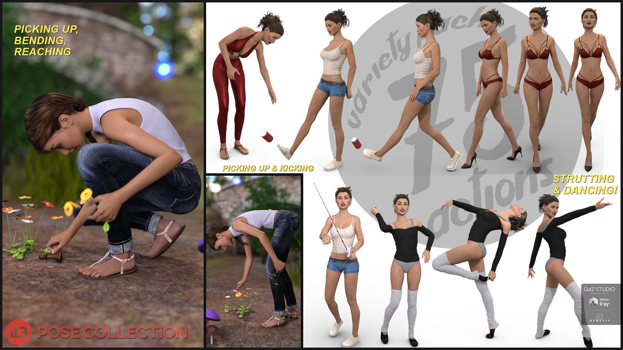 i13 75 Pose Variety Pack for the Genesis 3 Female(s) i13 75 Pose Variety Pack for the Genesis 3 Female(s) by: ironman13, 3D Models by Daz 3D